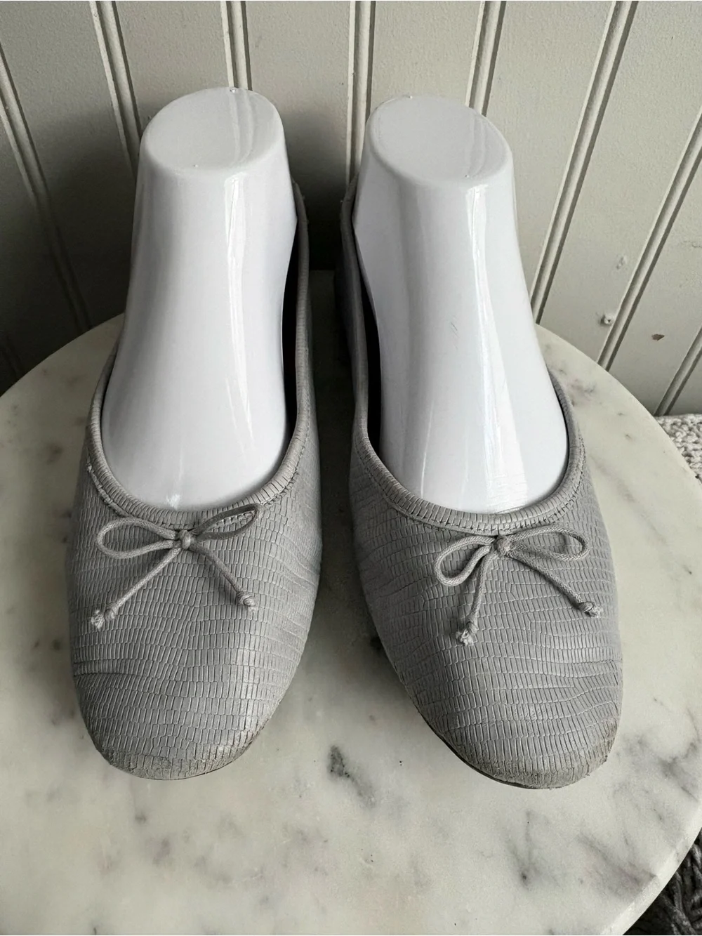 Madewell Leather Adelle Bow Ballet Flats Women’s 7 Gray Embossed Casual Designer - Picture 6 of 11